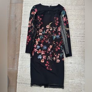 Antonio Melani Knee Length Black Floral Dress